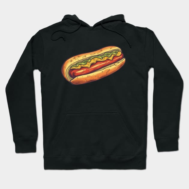 Sizzling Hotdog Delight Hoodie by Pieartscreation